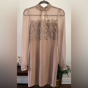 Nude sheer mid length dress.